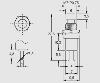 TAMS 84-52120-05 Drucktaster, rund, 1xSchließer, HighQuality, 5 Farben, 5-er Pack