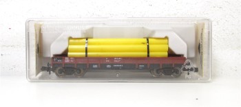 Fleischmann N 81 8281 Niederbordwagen mit Gasrohren 388 6 498-8 DB OVP (6427G)