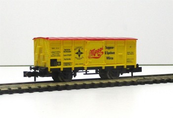 Spur N Minitrix 13202 gedeckter Güterwagen MAGGI K.Bay.Sts.B. OVP (1178K)