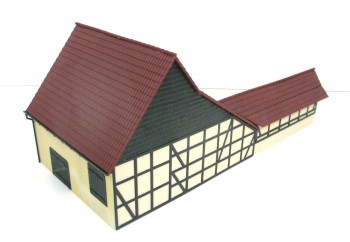 Spur H0 Faller Dreiseit-Hof 5-tlg, Bauernhaus, Tor, Mauern, Scheune Fertigmodell 