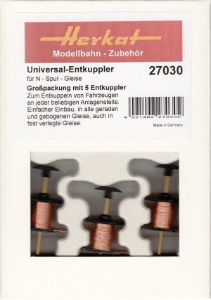 Herkat N 27030 Unterflurentkuppler N-Gleis 5 Stück   - OVP NEU