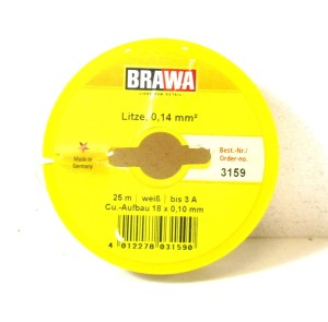 Brawa 3159 Litze 0,14mm² 25 m weiß bis 3A OVP - NEU -   (0,16€/1m)