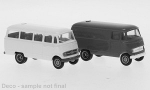 Brekina 1/87 10212 Mercedes Sortiment zum Bau je ein MB L 319Kasten MB O 319Bus, 1960, 1:87