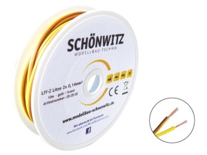 10m LIYZ Zwillingslitze 2x 0,14mm² gelb / braun