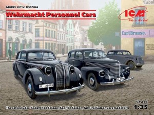 ICM 1:35 DS3504 Wehrmacht Personnel Cars(Kadett K38 Salo Kapitan Saloon,Admiral Saloon)
