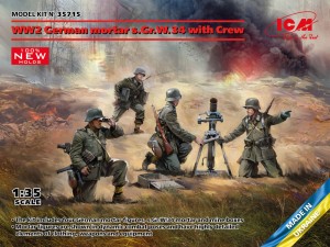 ICM 1:35 35715 WW2 German mortar GrW 34 w.Crew (mortar a.4 figures)(100% new molds)