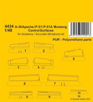 CMK 1:48 129-4434 A-36 Apache / P-51 / P-51A Mustang Control Surfaces
