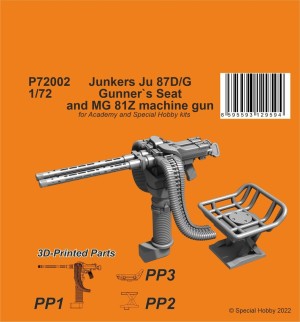 CMK 1:72 129-P72002 Ju 87D/G Gunner`s Seat and MG 81Z machine gun / for Academy/SH