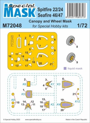 Special Hobby 1:72 100-M72048 Spitfire Mk.22/24 and Seafire Mk.46/47 MASK 1/72