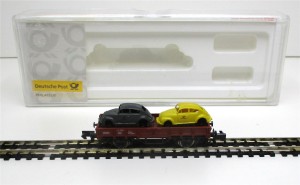 Spur N Arnold 0406 Niederbordwagen 2 Postautos DB OVP (6537K)