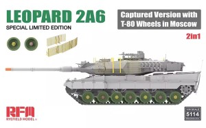 Rye Field Model 1:35 5114 Leopard 2A6 Captured Version with T-80 Wheels in Moscow 2 in 1 Limited Edition