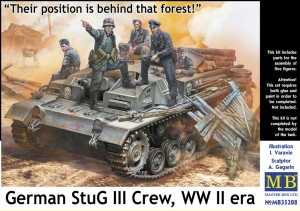 Master Box Ltd. 1:35 35208 German StuG III Crew, WWII era.Their position is behind that forest