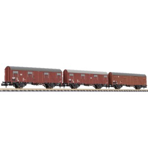 Liliput N L260149 3x gedeckte Güterwagen Gbs 245 Bretterwände DB, Ep.IV  OVP NEU