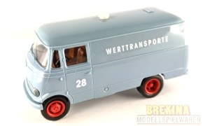 Brekina 1/87 93637 Mercedes L 319 Kasten Werttransporte Wagennummer 28  1955, blaugraue Spedition,  - NEU